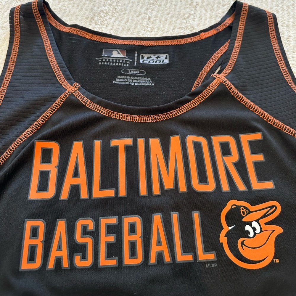 MLB Baltimore Orioles Black and Orange Ladies Tank Top -Sz Large TX3 Cool - Picture 5 of 7